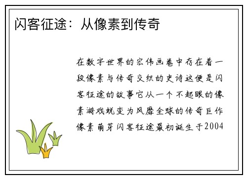 闪客征途：从像素到传奇